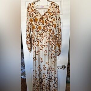 Pink lily leaves dress